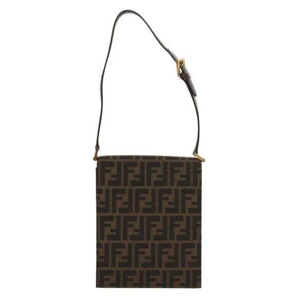 FENDI Zucca Canvas Shoulder Bag Black Brown Auth 129768 - Picture 3 of 16